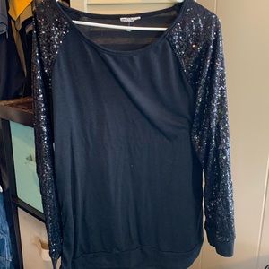 Black Sequin Sleeve top